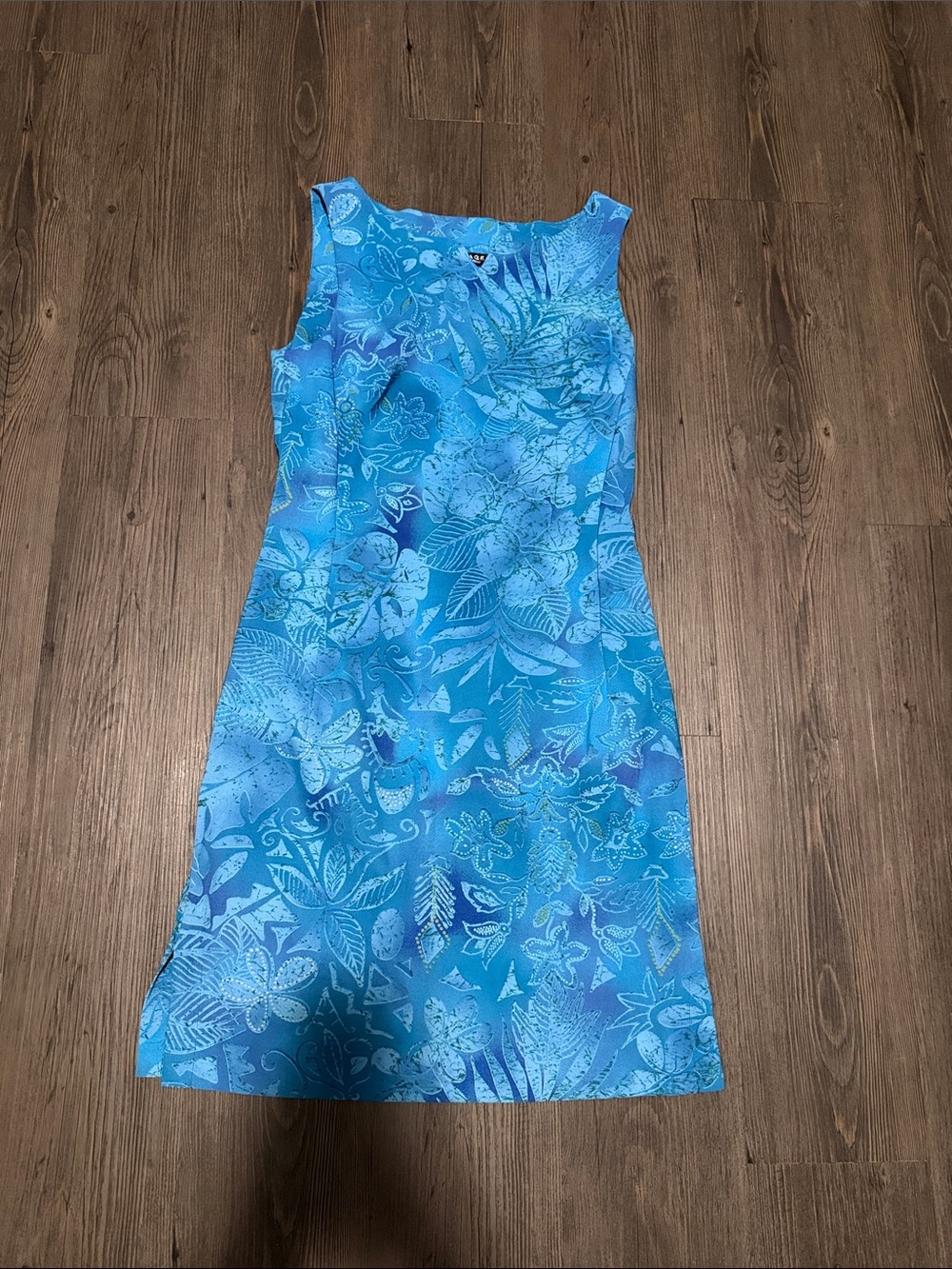 Rampage blue and green tropical print sleeveless midi dress